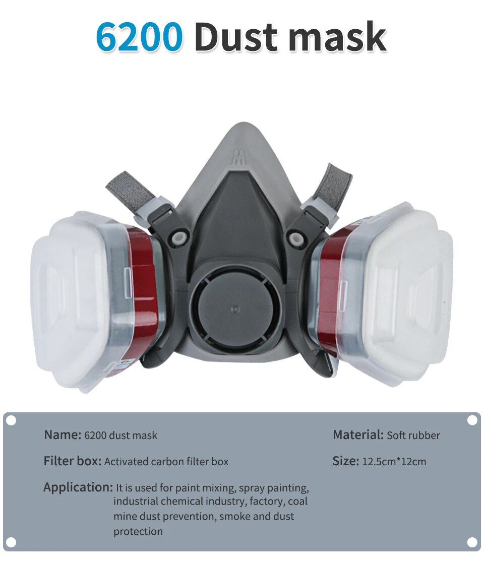 Reusable Half Face Respirator Gas Mask with Safety Goggles