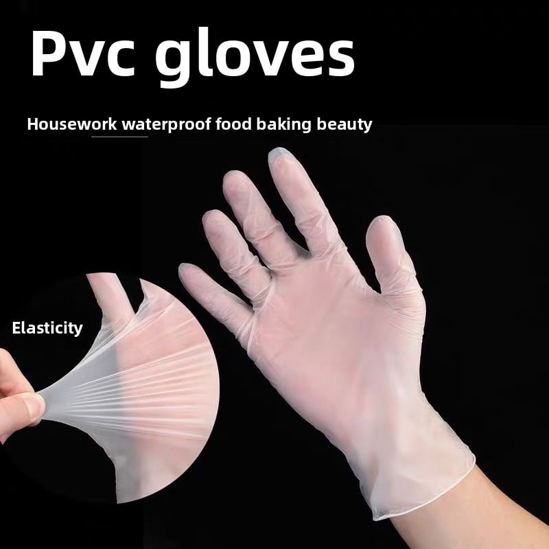 100 Tablets Disposable Vinyl Gl0ves Powder Free Household Gl0ves for Cleaning, Machinery, Automotive, Industrial, Food Handling, Clear