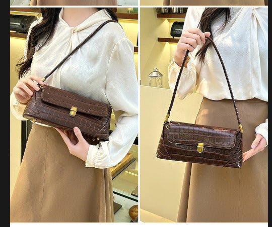 Vintage PU Baguette Shoulder Bag for Chic Underarm Style US