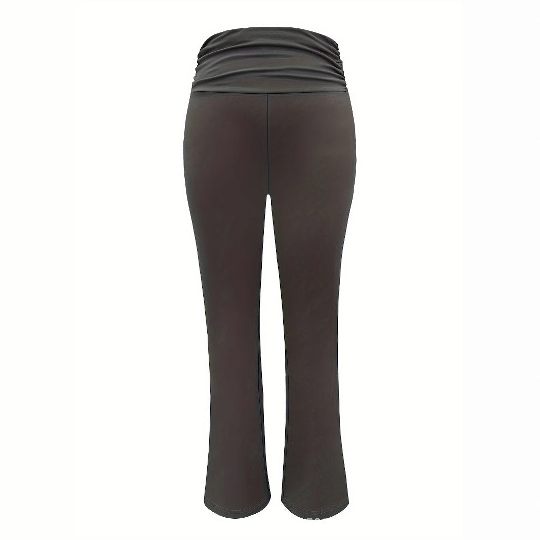 Personalized Knit Leggings with Ruched Fold-Over Waistband