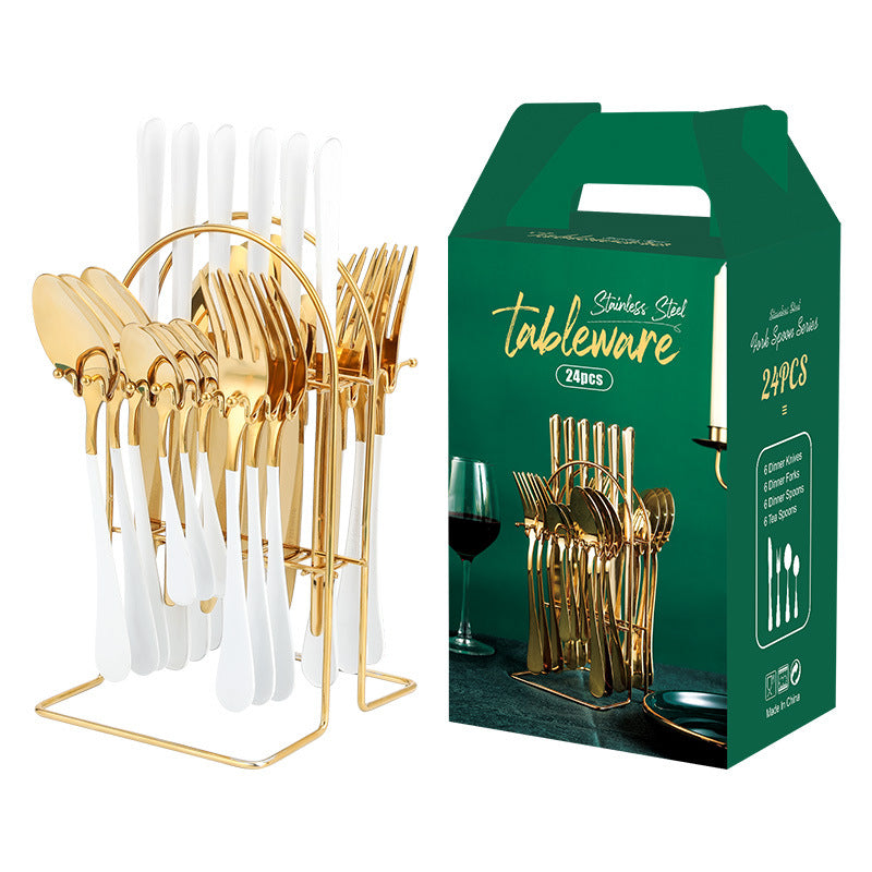 Gold Dinnerware Set Stainless Steel Knife Fork Spoon Luxury