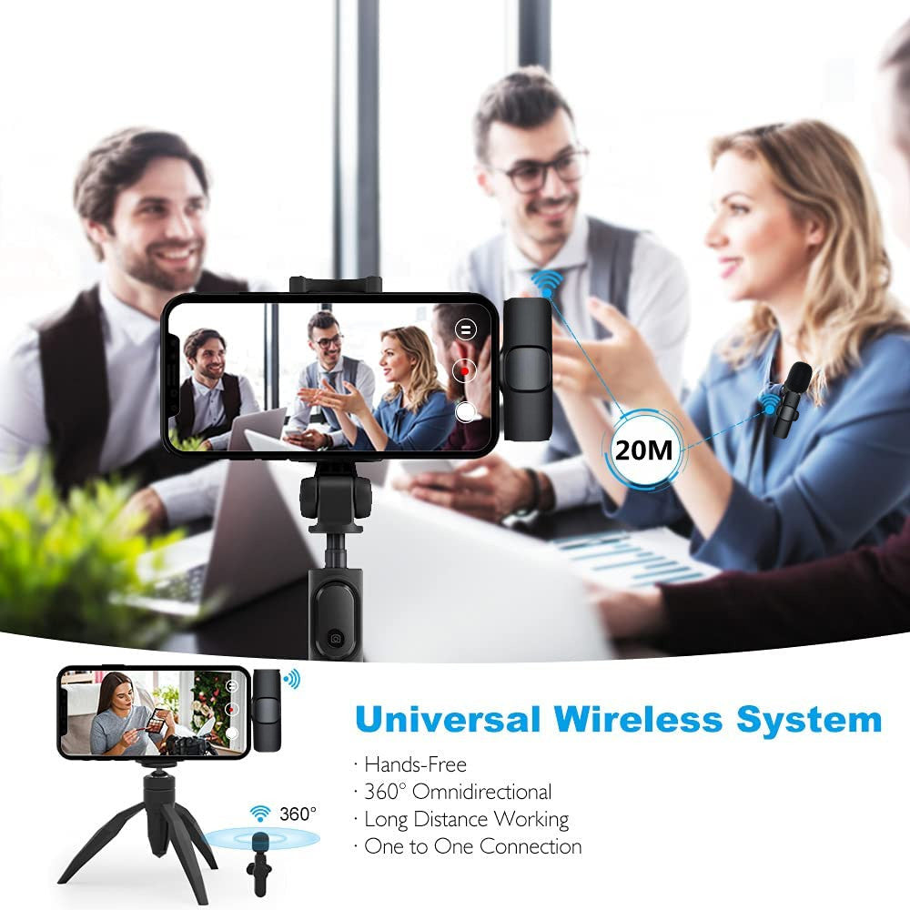 Portable Wireless Lavalier Mic for Audio & Video Recording