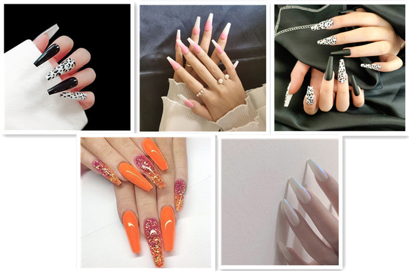 Buy Long Ballet Nails Trendy Flat and Pointed Nail Art with Droplets