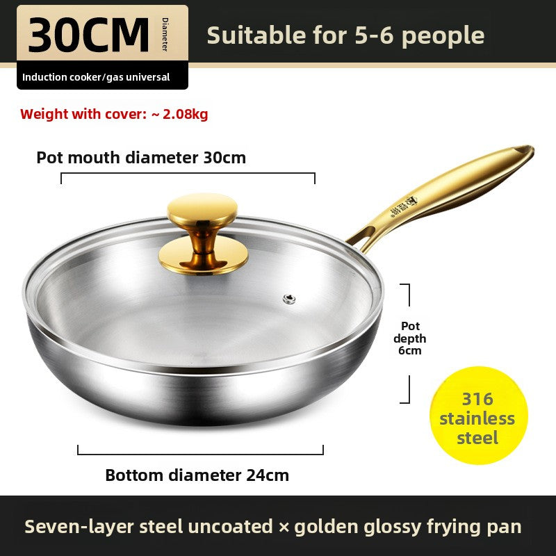 316 Stainless Steel Frying Pan with Glass Lid