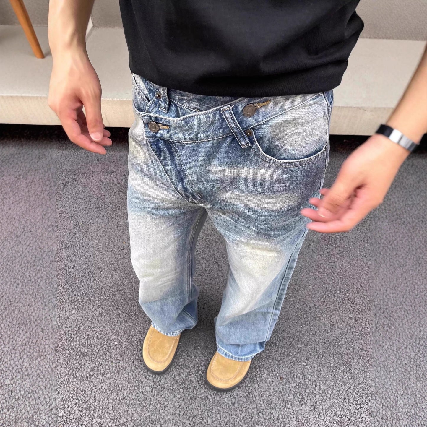 Buy Mens Vintage Washed and Distressed Denim Jeans Online