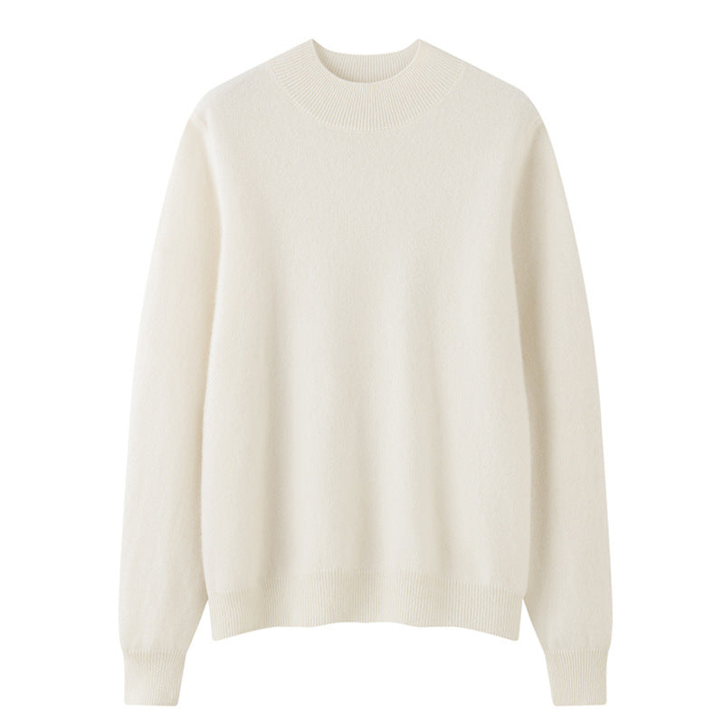 Women's Solid-Color Loose-Fit Mock-Neck Sweater Cozy Comfort