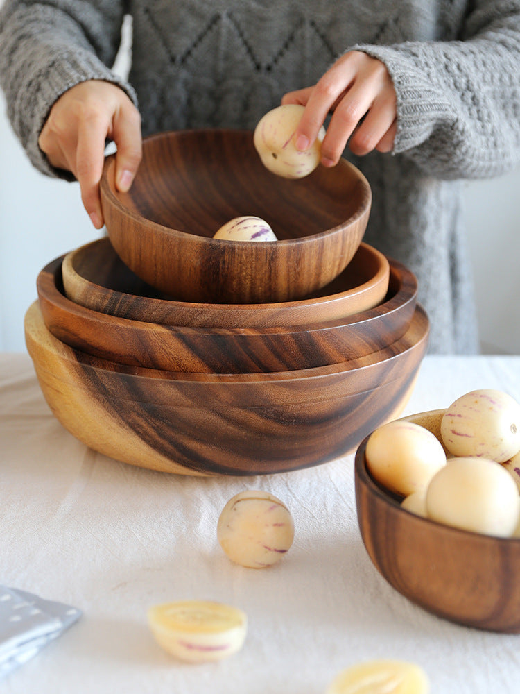 Buy Handmade Wooden Bowl Set | Japanese Style Heat-Resistant Kitchen