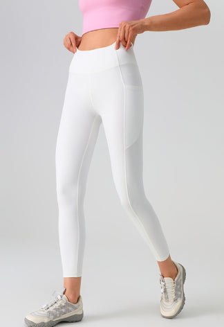 Stretchy Athletic Leggings with Mesh Side-Pockets for Fitness