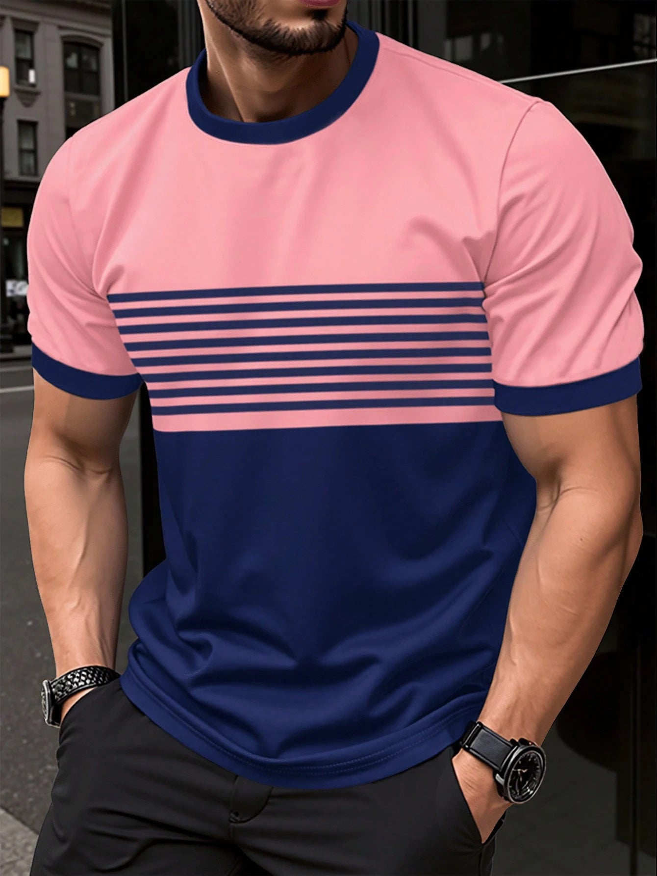 Buy Men’s Crew Neck Casual Shirt – Minimalist Short Sleeve