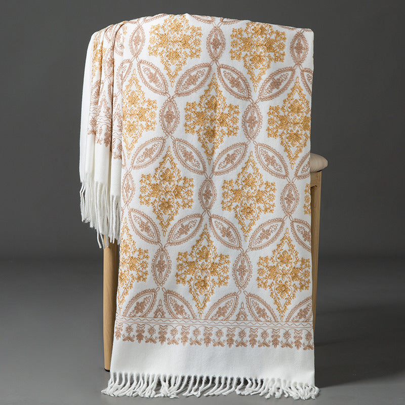 Buy Autumn Winter Golden Silk Lily Embroidered Xinjiang Cashmere