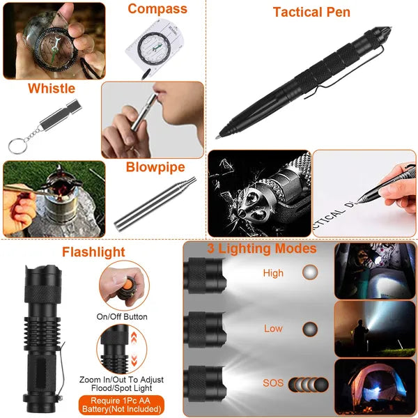 125PCS All-in-One Survival Kit with Emergency First Aid Supplies