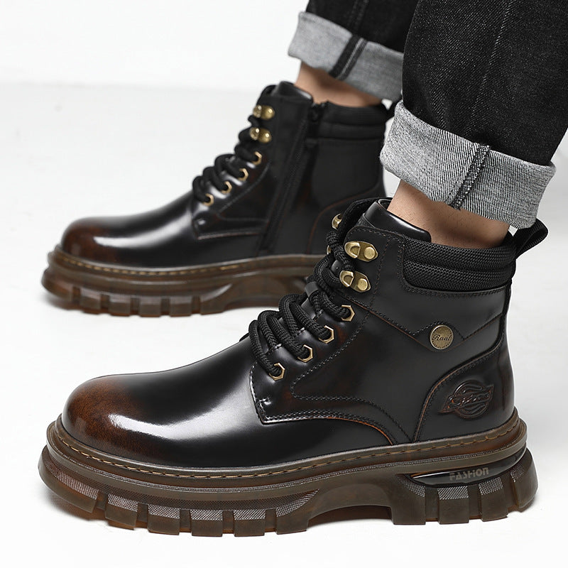 Fleece-Lined Warm Cotton British Style Platform Boots Winter