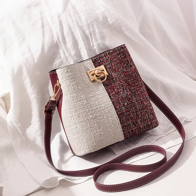 Buy Fashion Texture Bucket Bag – Chic Single Shoulder Slant Design