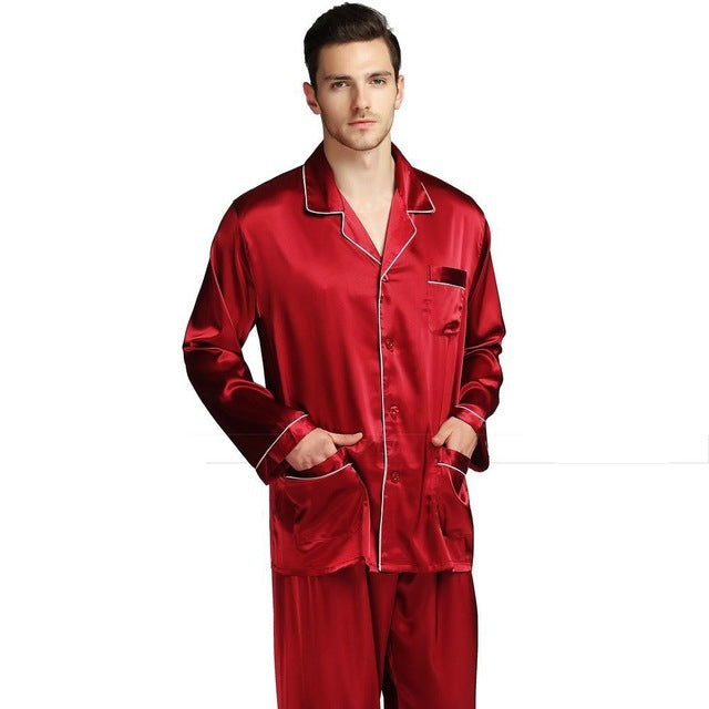 Men's Silk Satin Pajamas Suit for Relaxed Casual Comfort