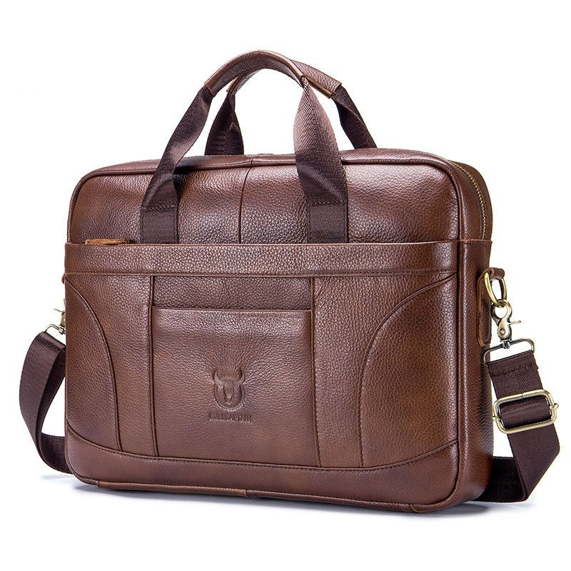 Men’s Large-Capacity Briefcase – Full-Grain Leather Design
