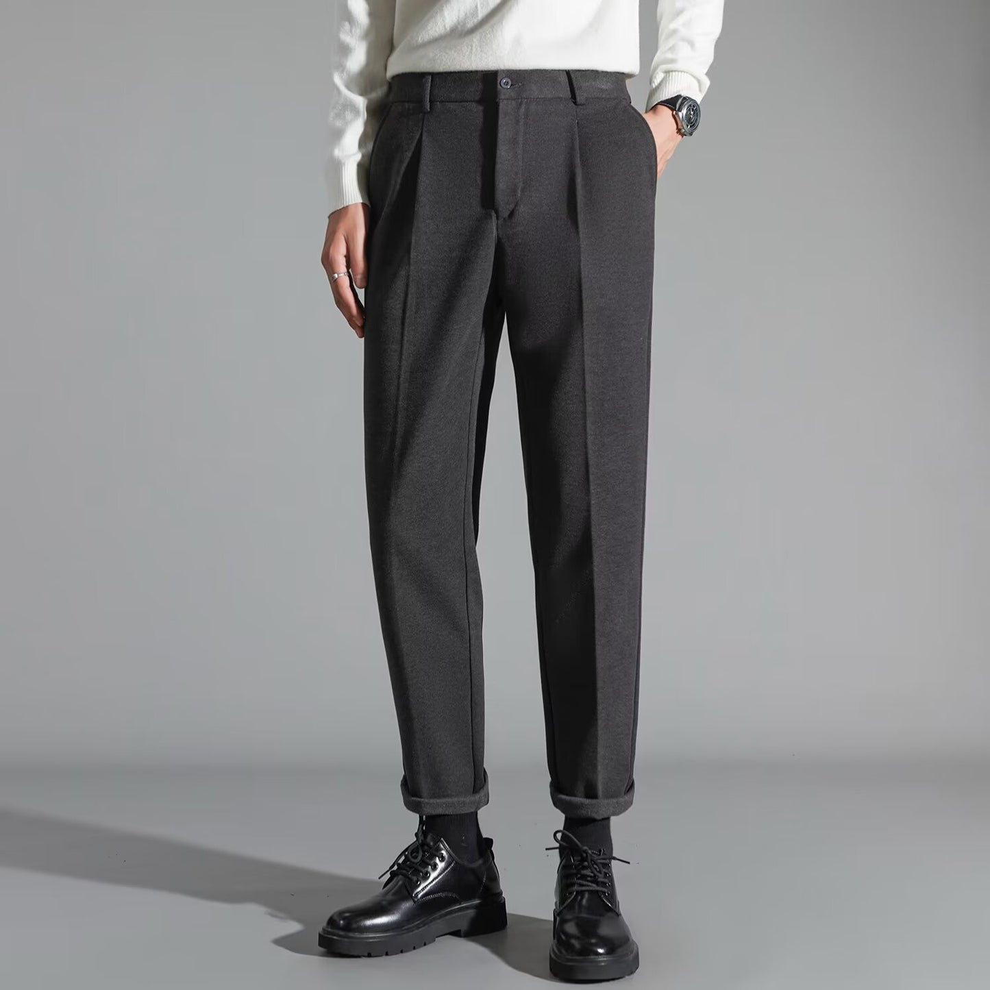 Buy Men’s Stylish Slim-Fit Wool Casual Pants Online