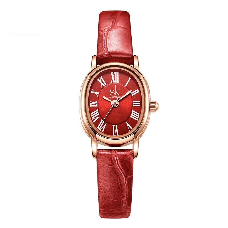 Retro Oval Leather Belt Quartz Watch for Timeless Fashion