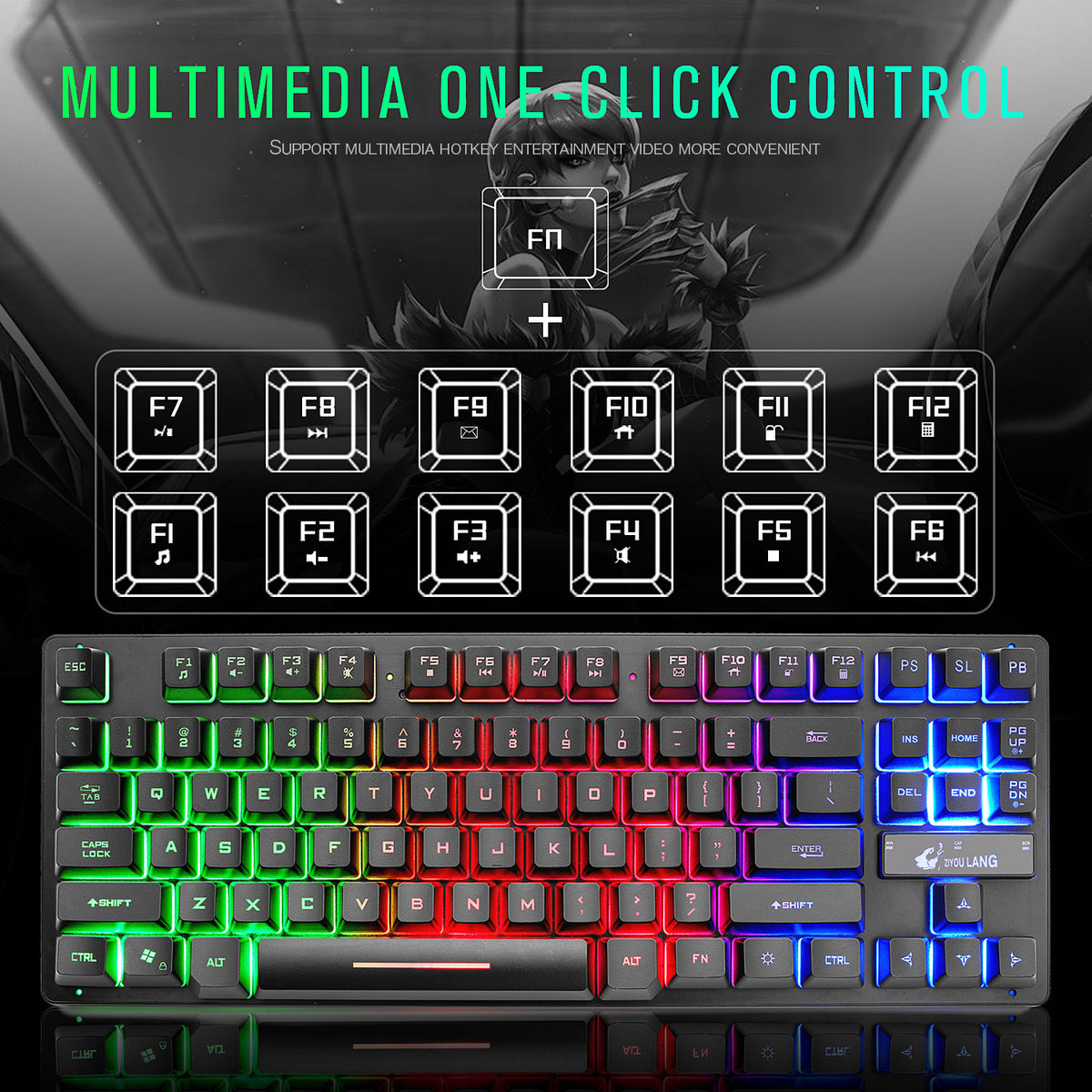 RGB Mechanical Gaming Keyboard with Blue Switches for PC & Laptop