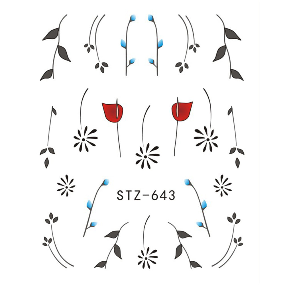 Buy Cute Butterfly Flower Nail Sticker Water Transfer Design.