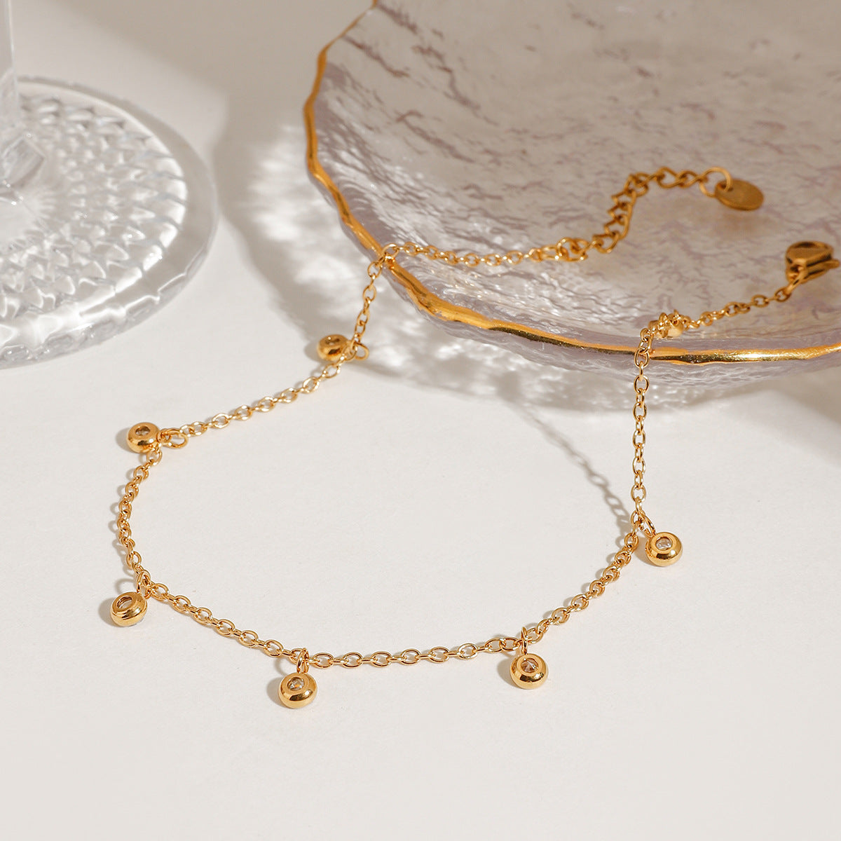 Stainless Steel All-match Zircon Anklet – Elegant Jewelry