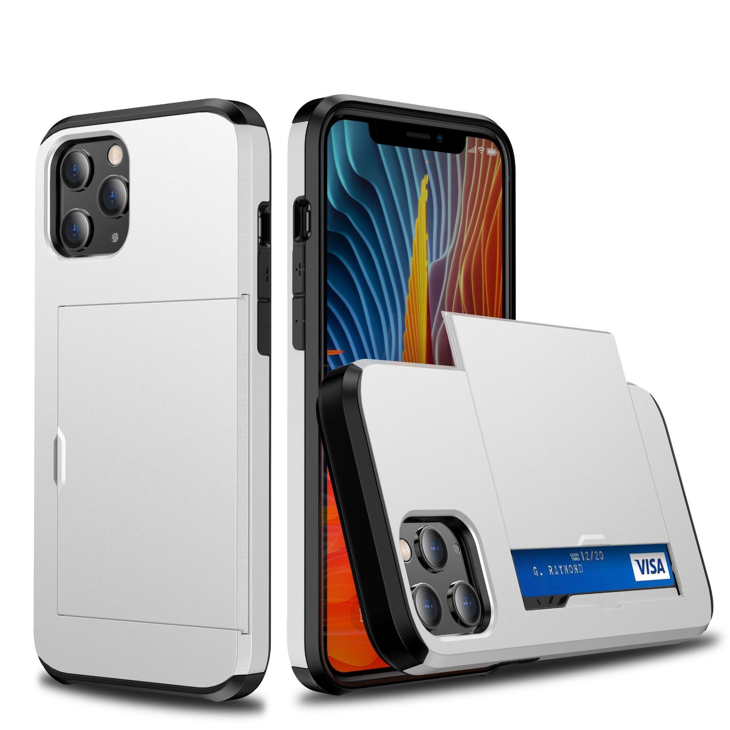 Buy iPhone 12 Card Push Anti-Drop Sliding Phone Case Compatible