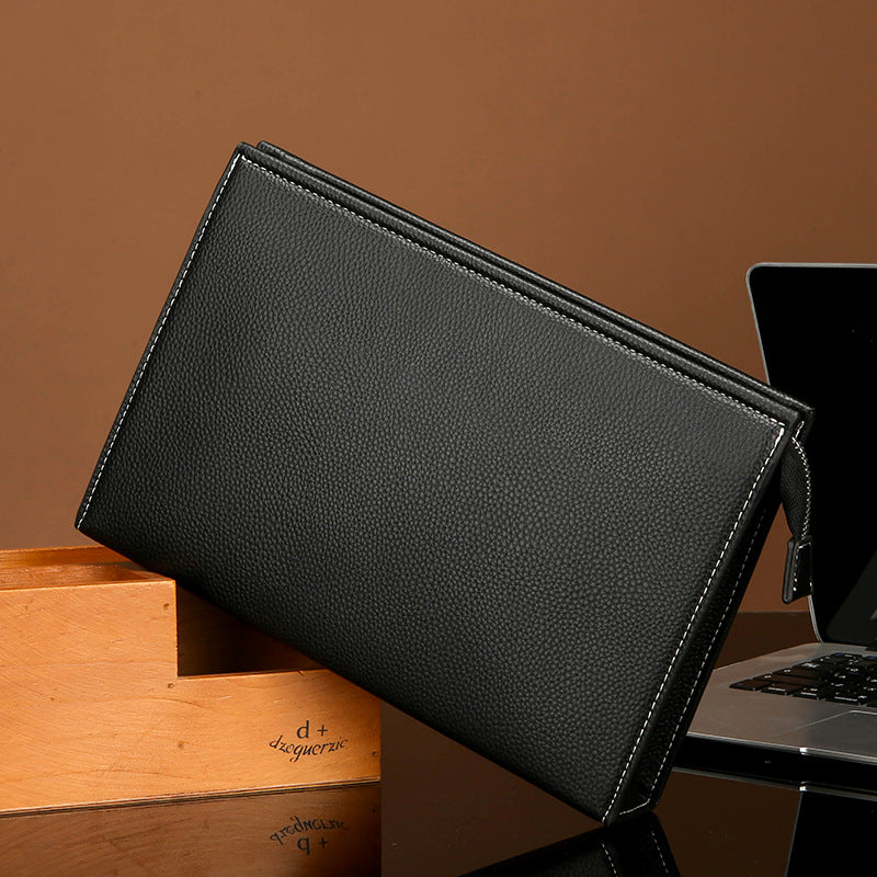 Men’s Soft Leather Clutch Briefcase Stylish Business Handbag