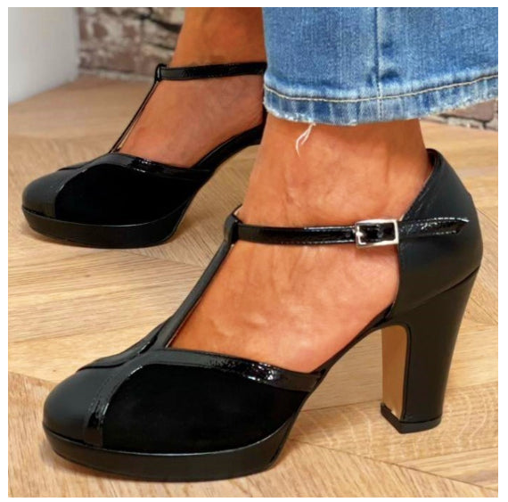 Comfortable Plus-Size High-Heel Round-Toe Pumps for Women