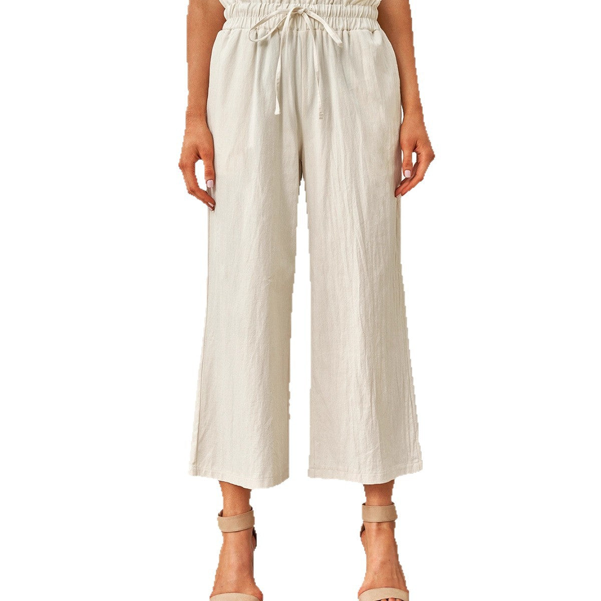 Drawstring Elastic Waist Casual Pants Women’s Wide-Leg Pants