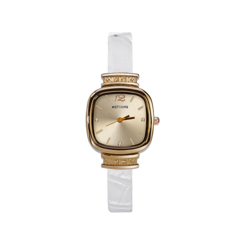 Retro-Style Womens Watch with Minimalist Square Dial