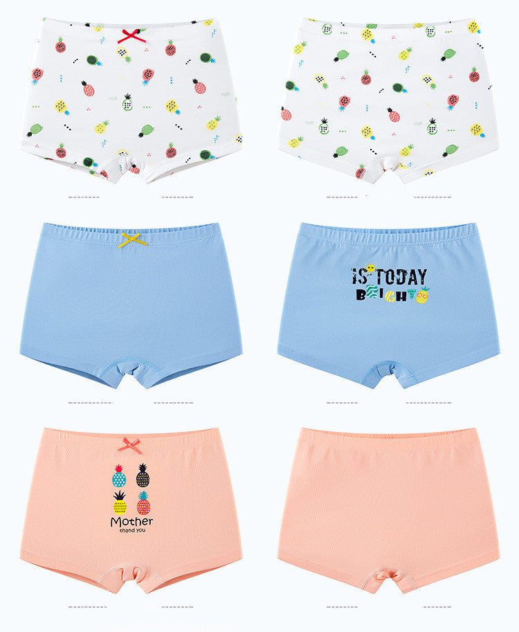 Buy Creative Print Cotton Girls Underwear Boxer Set Comfortable global swanky 3