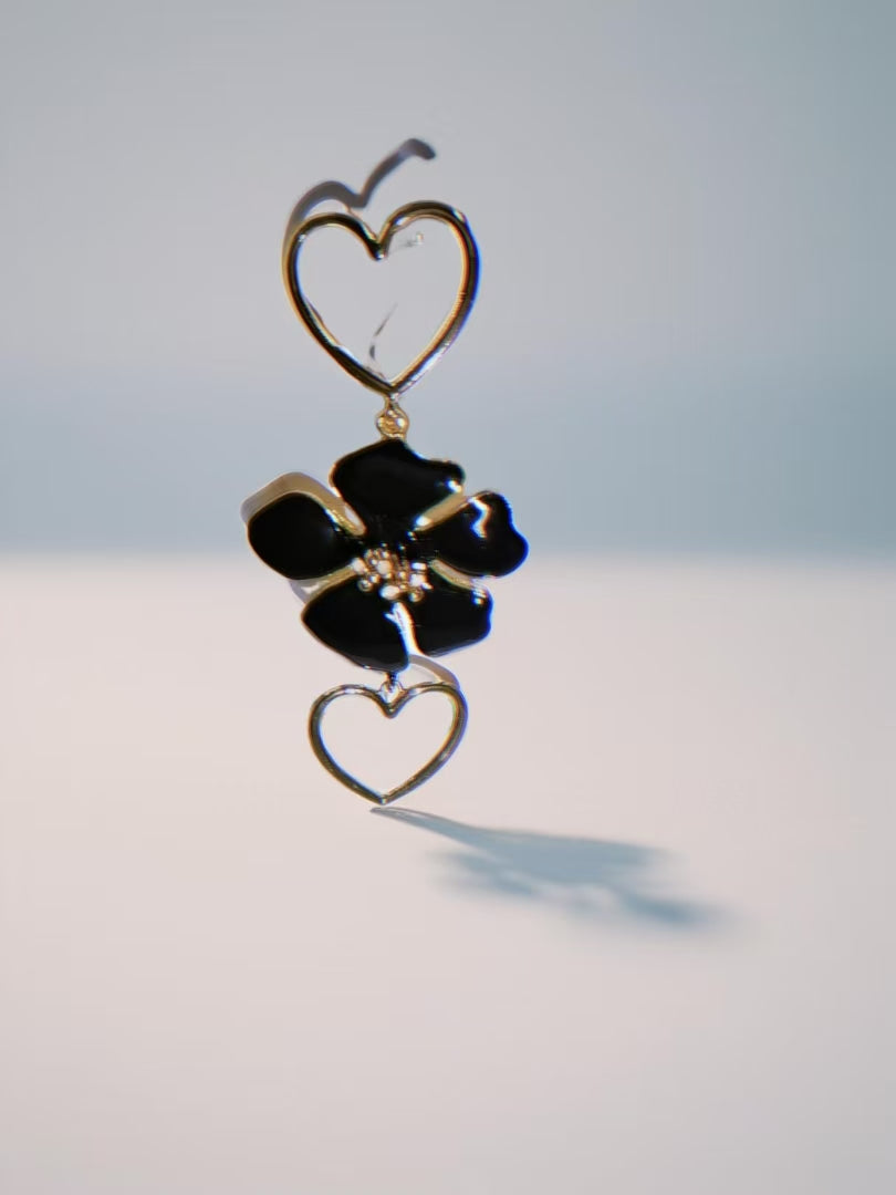 Buy Heart & Flower Double Layer Dangle Earrings for Women global swanky 3