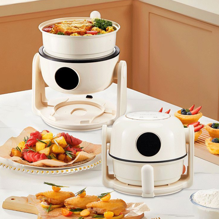 Foldable Dual Pot Air Fryer for Space-Saving Convenience globalswanky 02