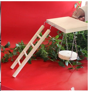 Parrot Swing Ladder Toy – Wooden Bird Cage Bell Toy global swanky 3