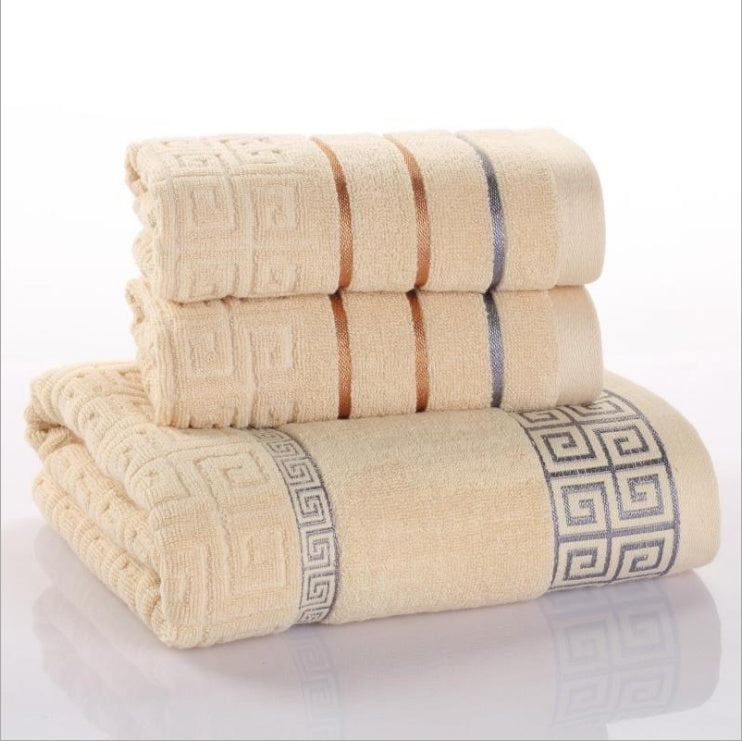Three-Piece Cotton Towel Set Perfect for Bathroom Essentials globalswanky 3