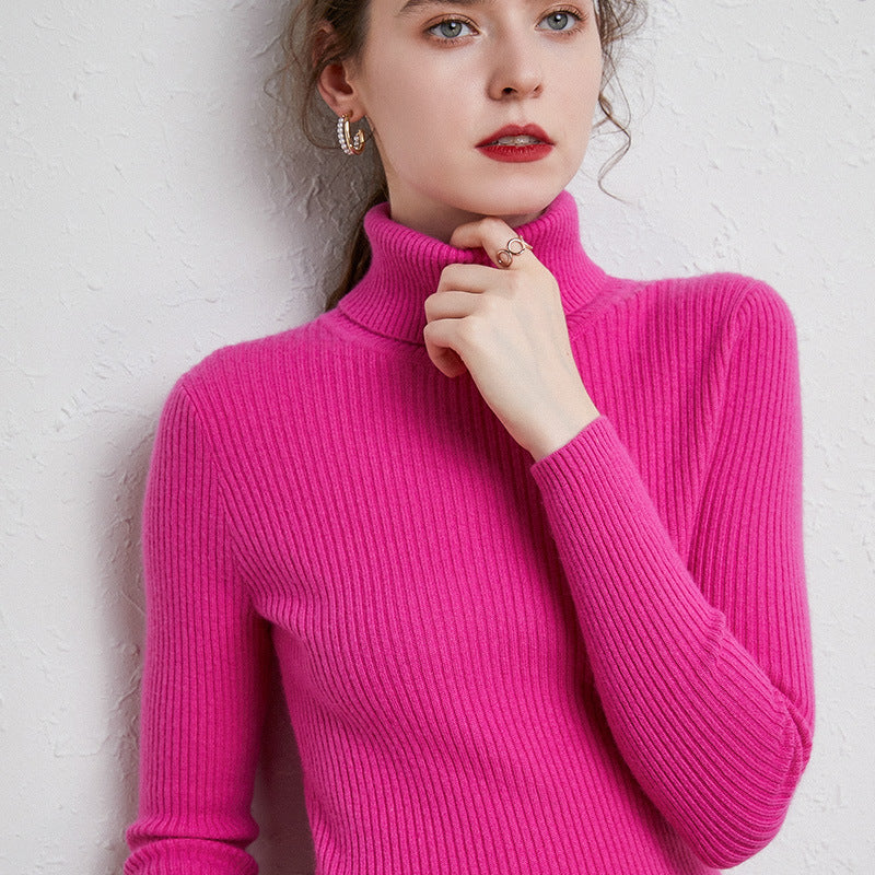 A tight-fitting sweater with a turtleneck inside