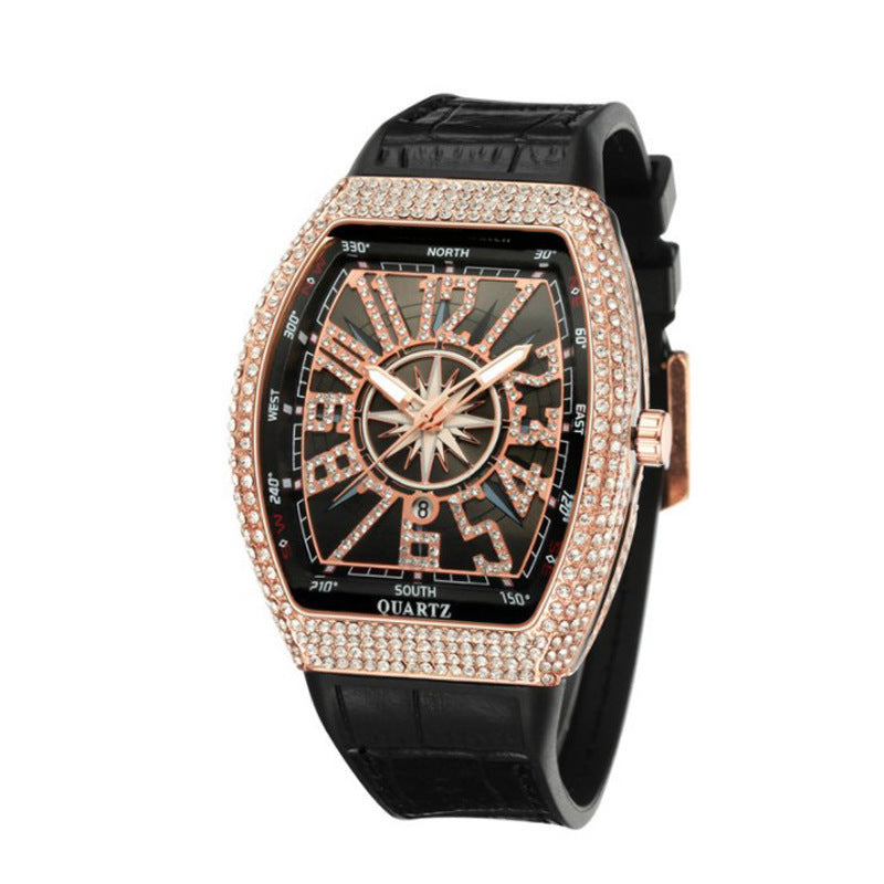 A vintage quartz watch set with diamonds