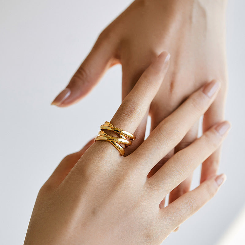 Adjustable Gold Plated Geometric Ring