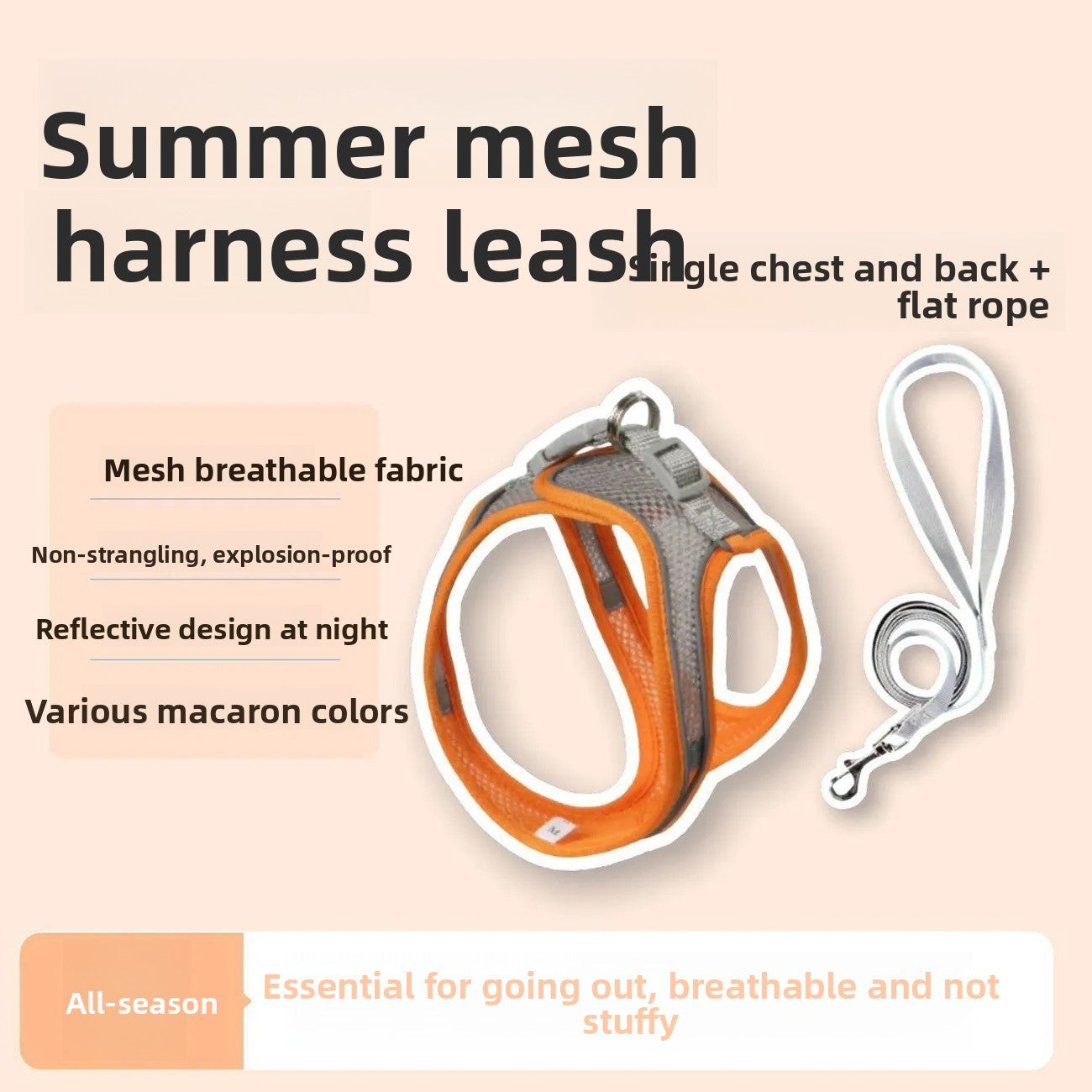 Adjustable Pet Vest Leash with Chest Strap