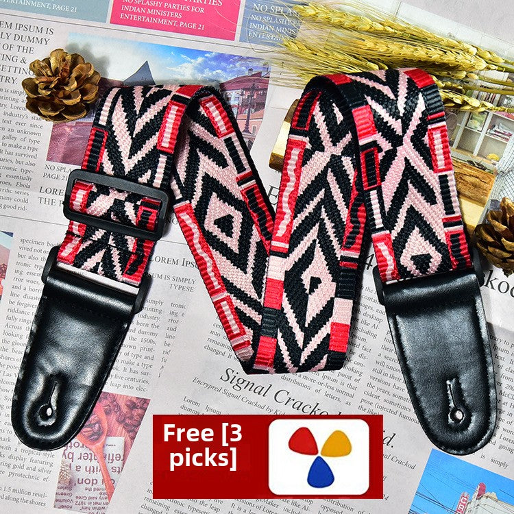 Adjustable Polyester Guitar Strap with Free Picks