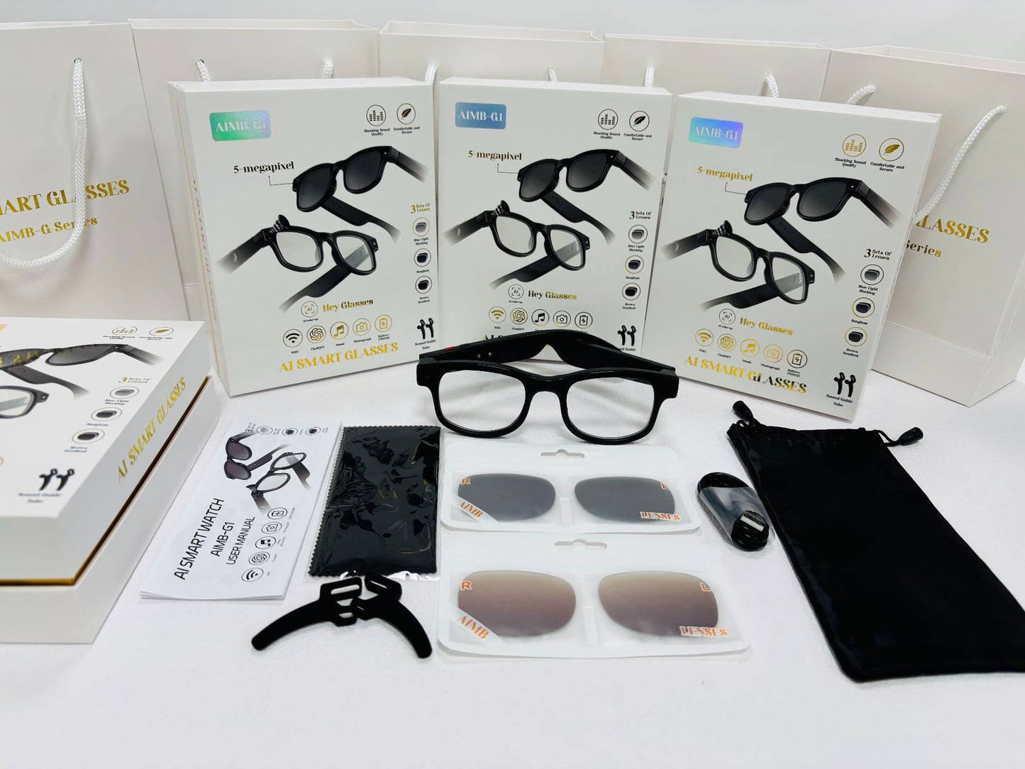 AIMB-G1 Smart Glasses with AI Voice and Camera
