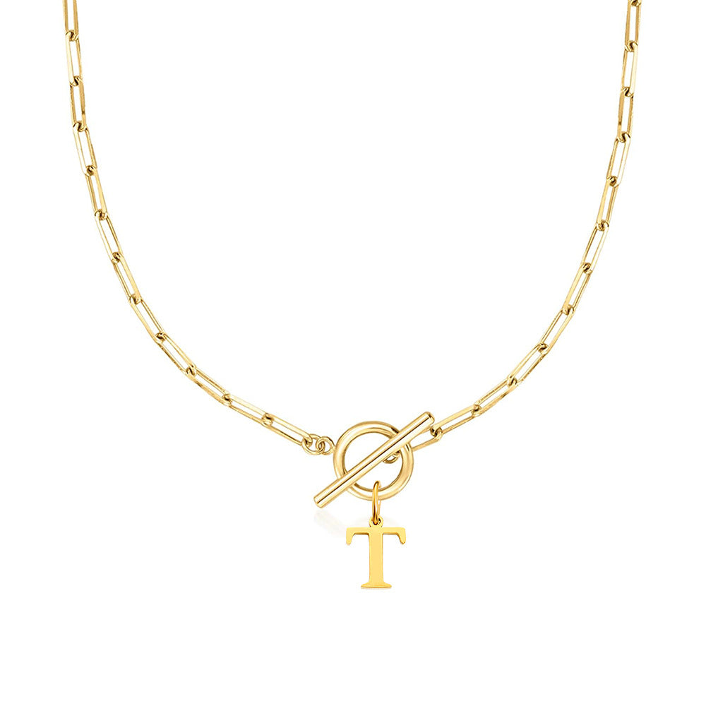 Alphabet Pendant Necklace with OT Buckle