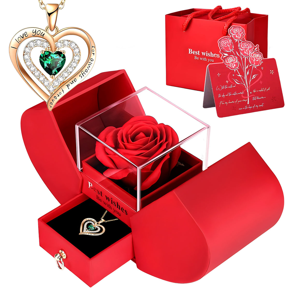 Apple Rose Jewelry Gift Box with Necklace