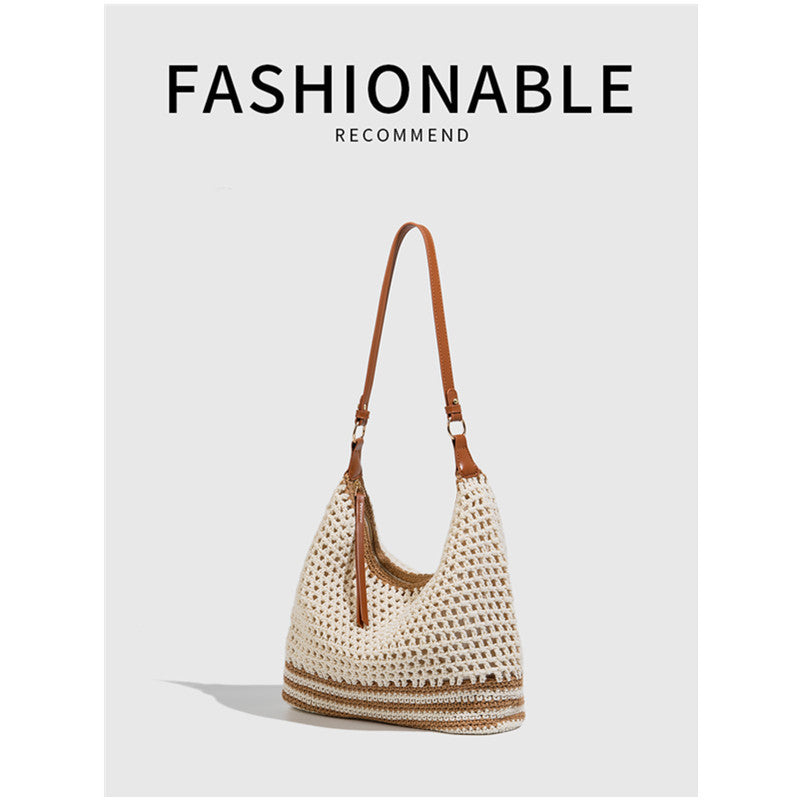 Artistic Hollow-Out Woven Beach Bag