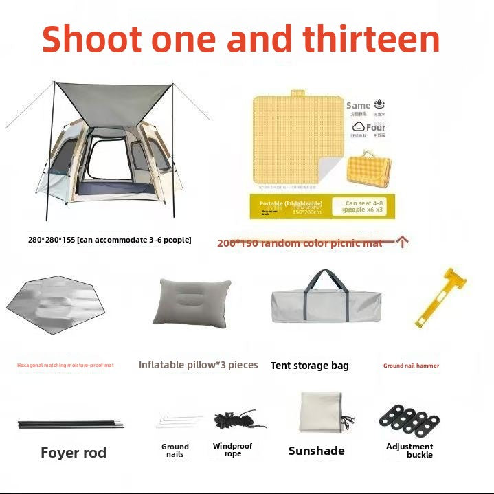 Automatic Pop-up Hexagonal Camping Tent
