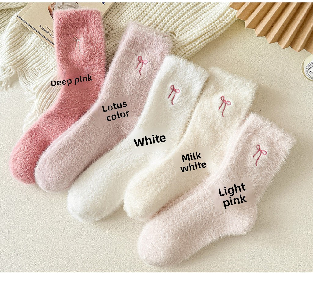 Autumn and winter mink velvet socks