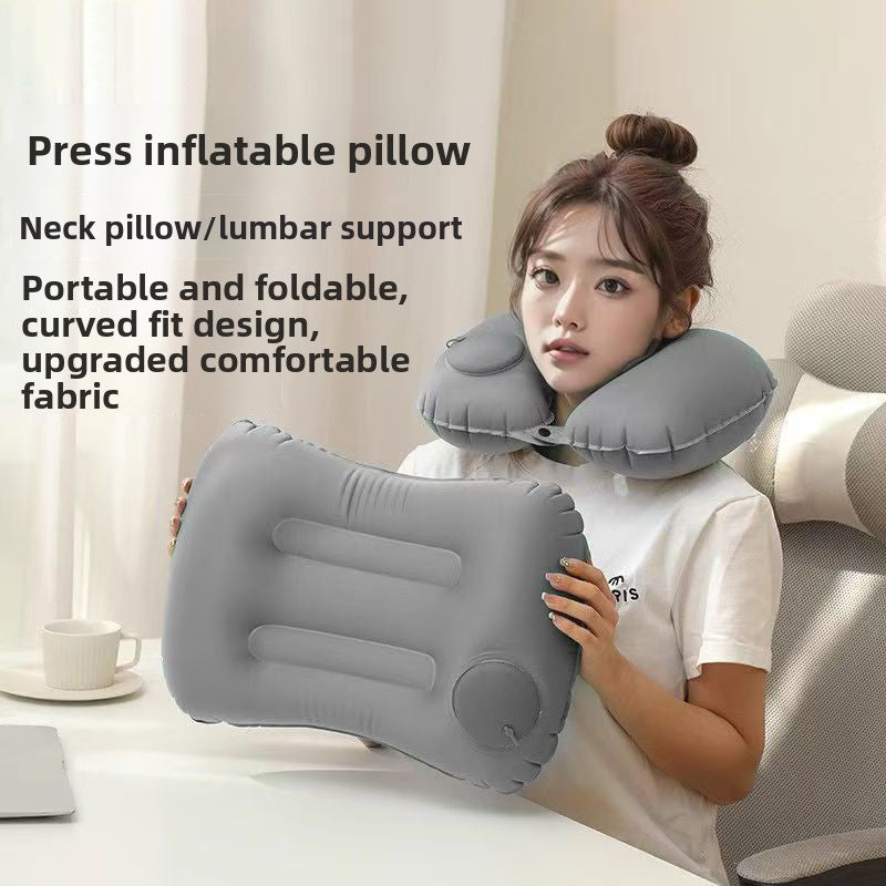 Press-Type Inflatable U-Shaped Travel Neck Pillow Comfort
