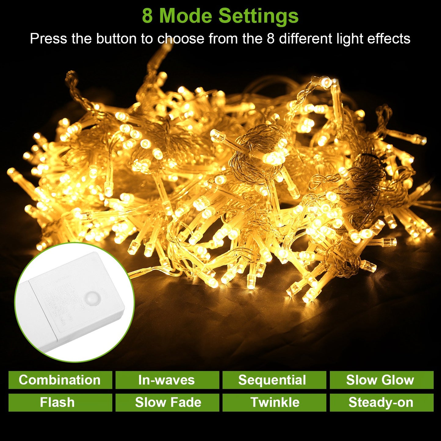 3M 300 LED String Curtain Light Remote With Waterproof Decor