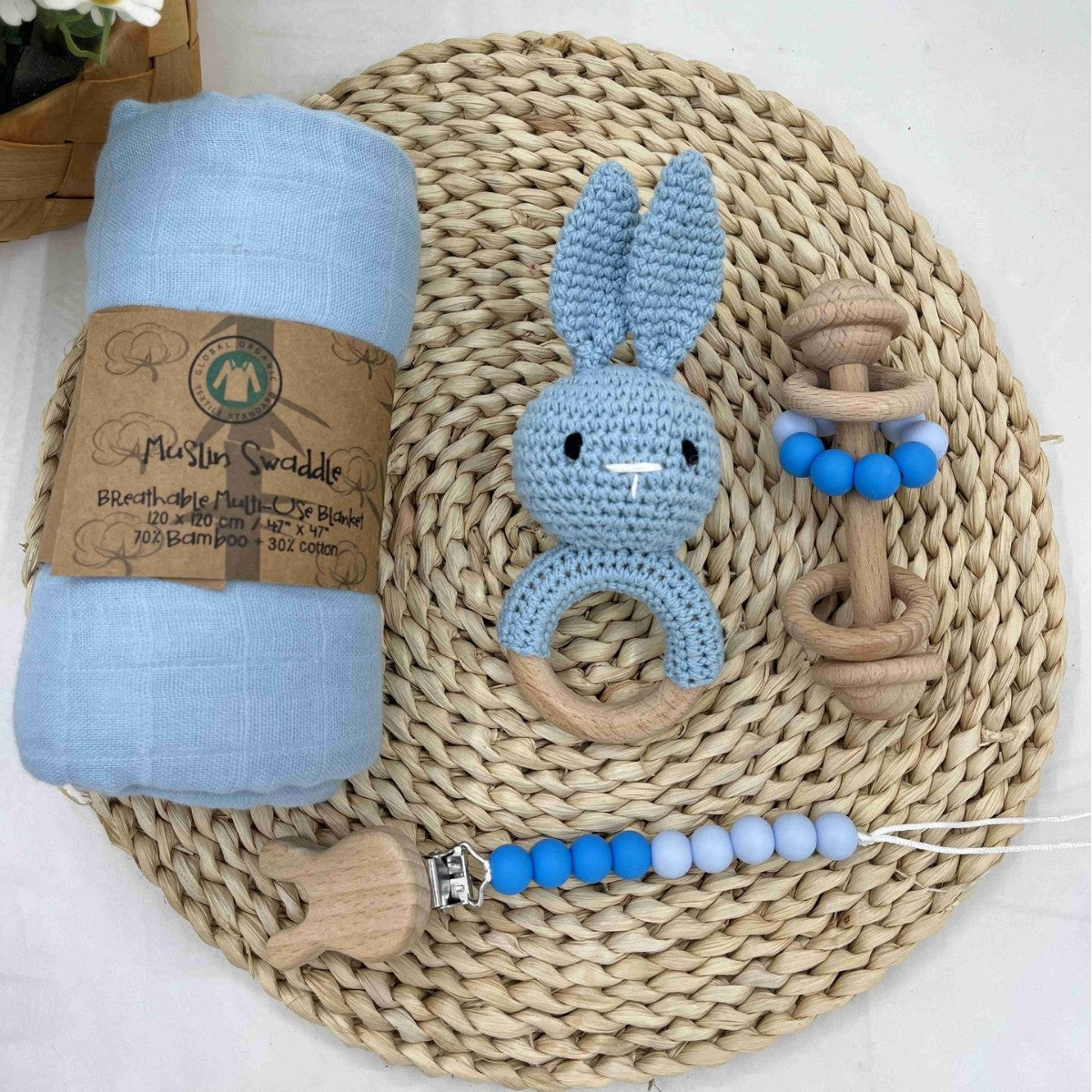 Baby Animal Crochet Rattle and Pacifier Clip