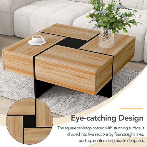 Buy Modern Coffee Table with 4 Hidden Storage Compartments Design