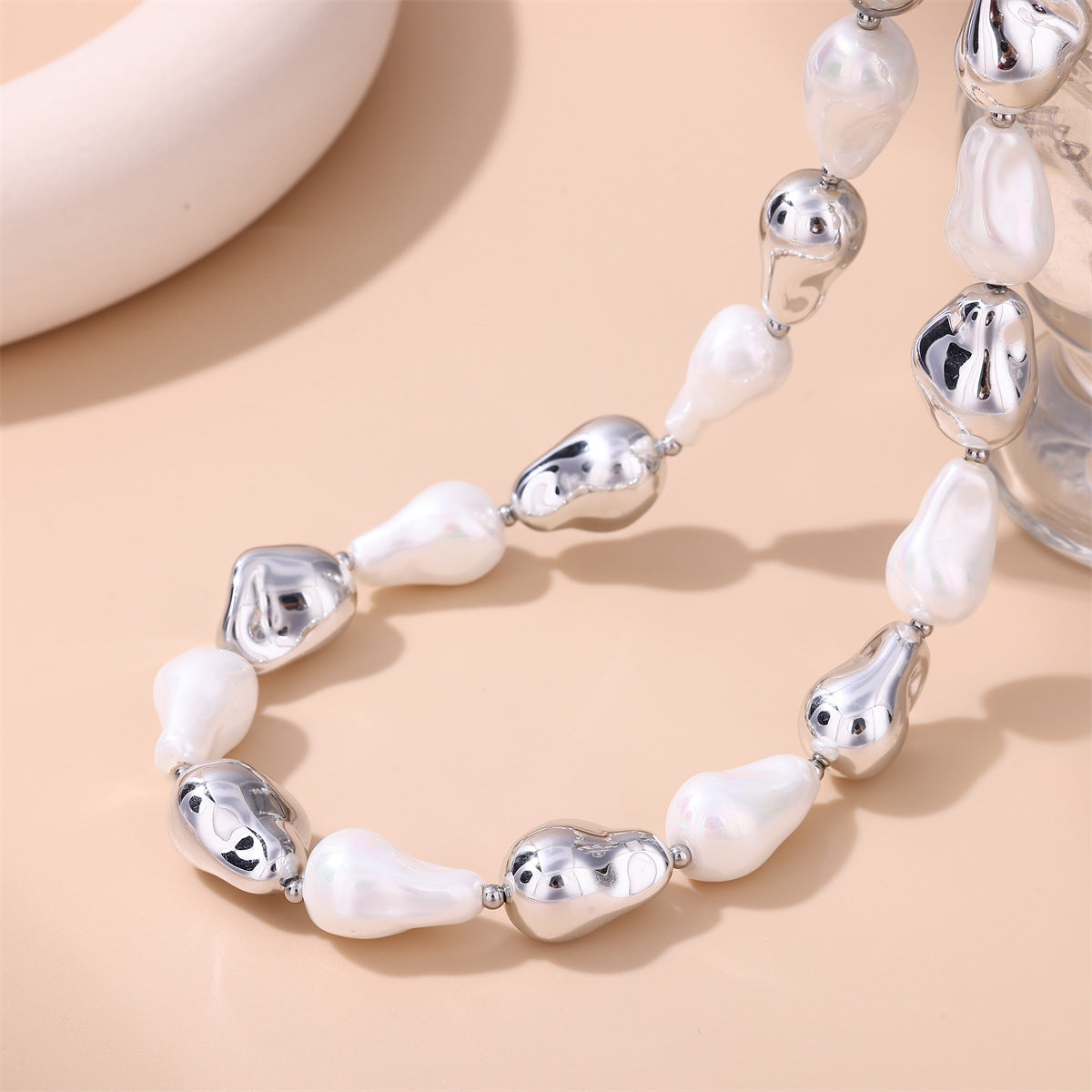 Baroque Pearl Geometric Necklace